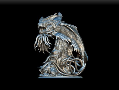 Kraken full-body angled pose with coiling tentacles