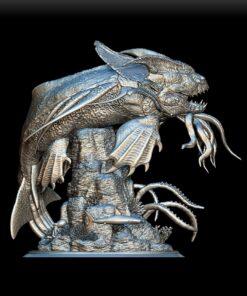 Kraken miniature right profile, tentacles extended