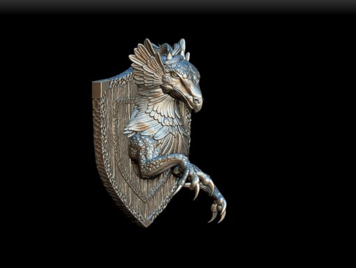84 Hippogriff Trophy Bust angled view – avian equine resin bust