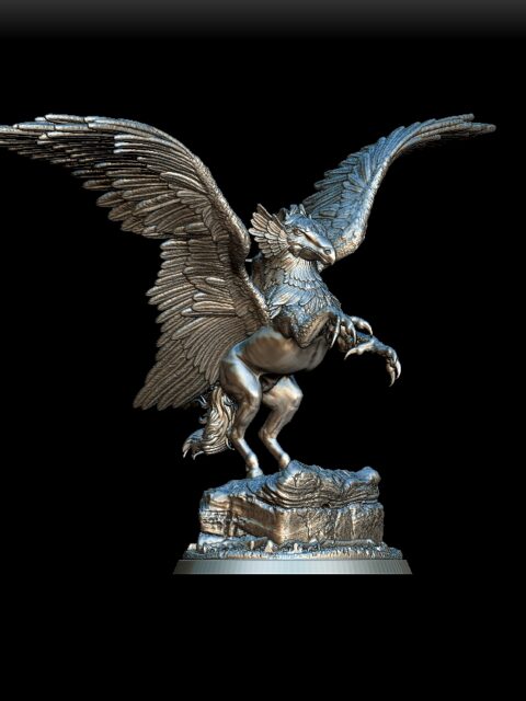 84 Hippogriff Full-Body Miniature angled view – fantasy resin sculpture