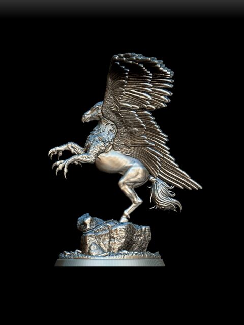 84 Hippogriff Full-Body Miniature left profile – detailed RPG model