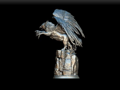 85 Griffon Full-Body Miniature left profile – avian leonine miniature