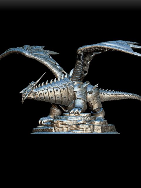 87 Chardalyn Dragon Full-Body left profile – jagged fantasy miniature