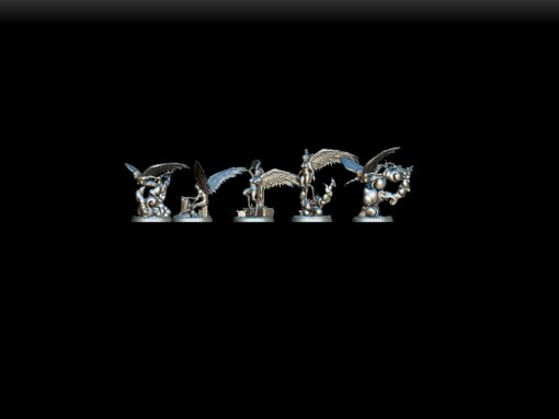 89 Harpy Full-Body Set angled group view – resin fantasy miniatures