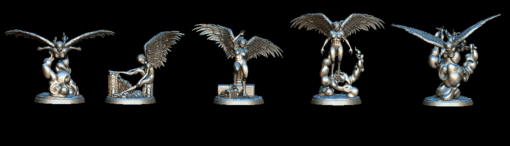89 Harpy Full-Body Set front group view – Monstrous Menagerie Collectible Miniatures