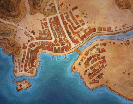 Aldmill Town fantasy map canvas print by Alyssa Faden