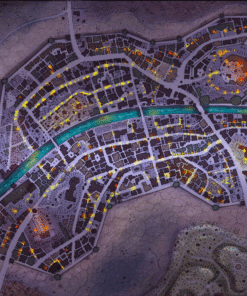 Black Bat City gothic fantasy map on archival canvas