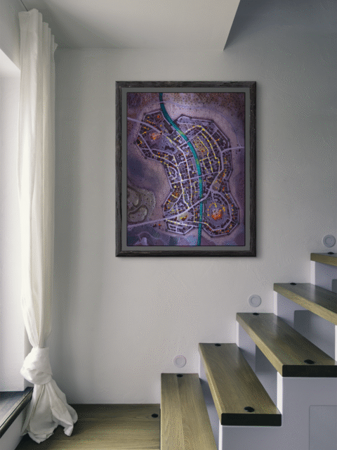 Detailed look at the harbor district and surrounding defensive walls