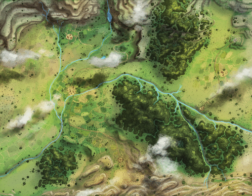 Anglo-Saxon inspired valley town fantasy map — Brycshire archival canvas
