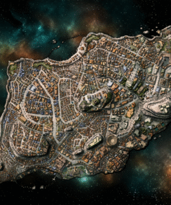 City of Masks detailed fantasy cartography wall art
