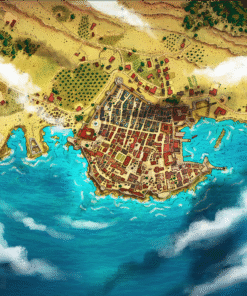 Dubrovnik Medieval Town Fantasy Map canvas print by Alyssa Faden