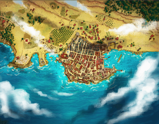 Dubrovnik Medieval Town Fantasy Map canvas print by Alyssa Faden