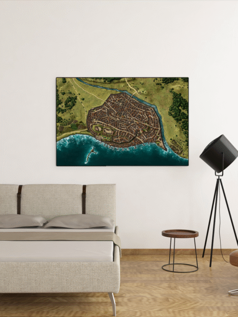 East Anchorage Fantasy Map illustrated by Alyssa Faden featuring nautical detail and maritime atmosphere