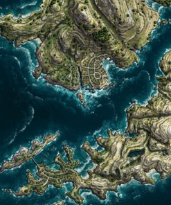 Reimagined fjord city fantasy map — Edgepond archival recolor