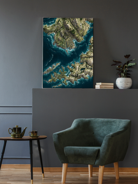 Fantasy city of Edgepond reimagined by Alex with vivid tones and dynamic lighting