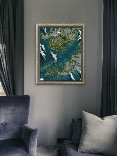 Fantasy city of Edgepond with canals, markets, and stone architecture