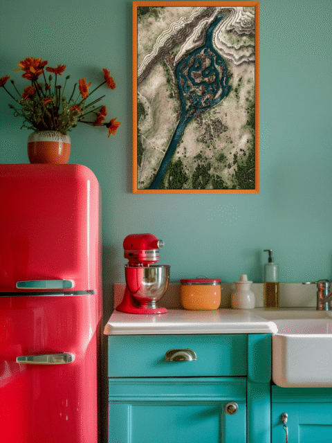 Flooded Town Fantasy Map illustrated by Alyssa Faden featuring waterlogged architecture and atmospheric design