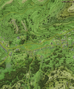 Grassy Spur topographic fantasy map with train tracks and mines