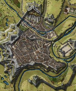 Luxemburg Star Fortress Fantasy Map recolor canvas print by Alyssa Faden, recolored by Alex
