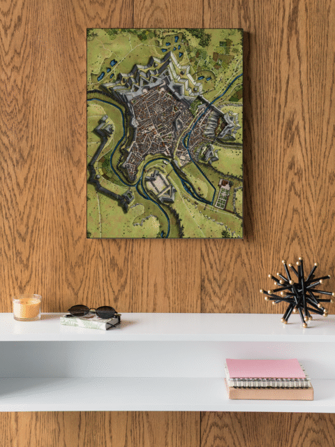 Luxemburg Star Fortress Fantasy Map Recolor by Alex – Archival Canvas Print displayed on wall with enhanced tones and vivid contrast.