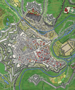 Luxemburg Star Fortress Fantasy Map canvas print by Alyssa Faden