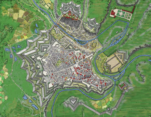 Luxemburg Star Fortress Fantasy Map canvas print by Alyssa Faden