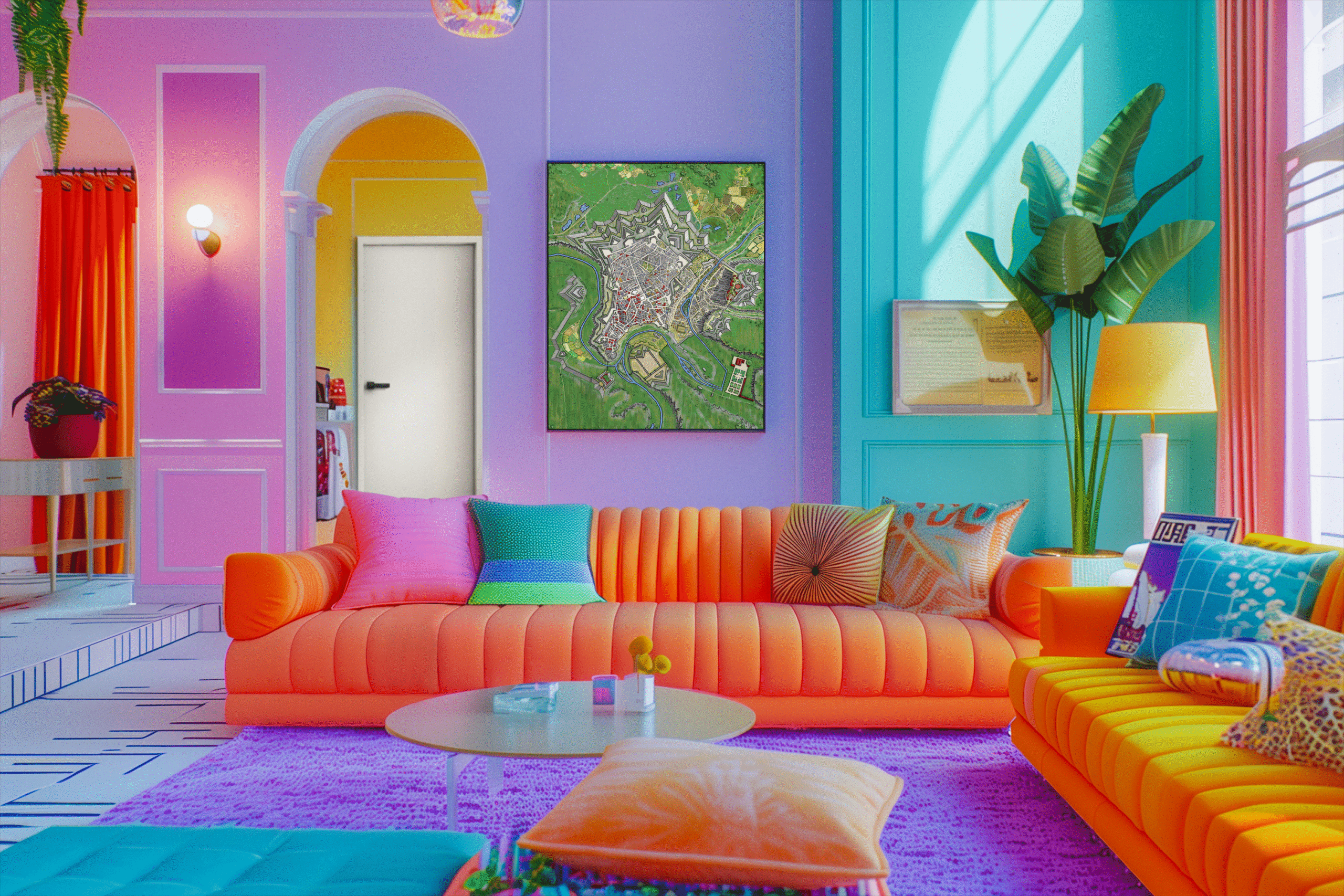 Luxemburg Star Fortress Fantasy Map illustrated by Alyssa Faden showcasing precise architecture and strategic symmetry.