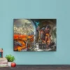 Archival fantasy art print depicting mythic conflict and high-stakes adventure