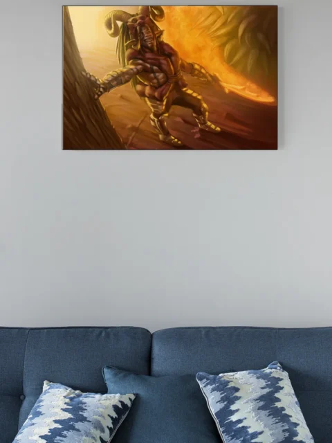 Dark fantasy figure transforming in fire