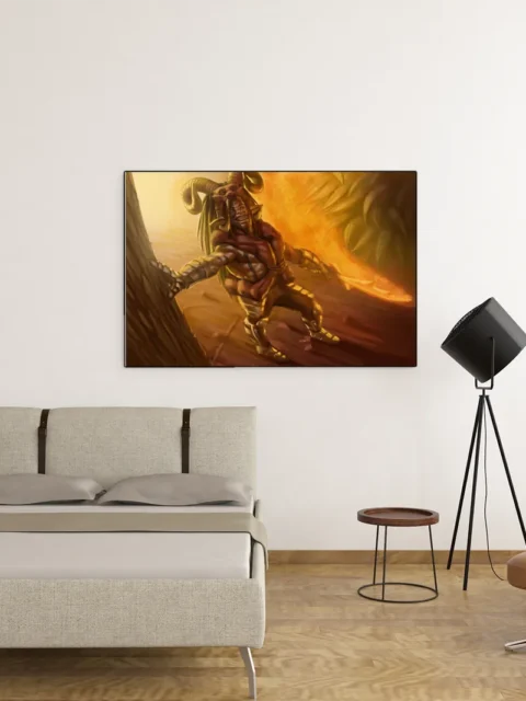 Corrupted warrior standing against blazing light