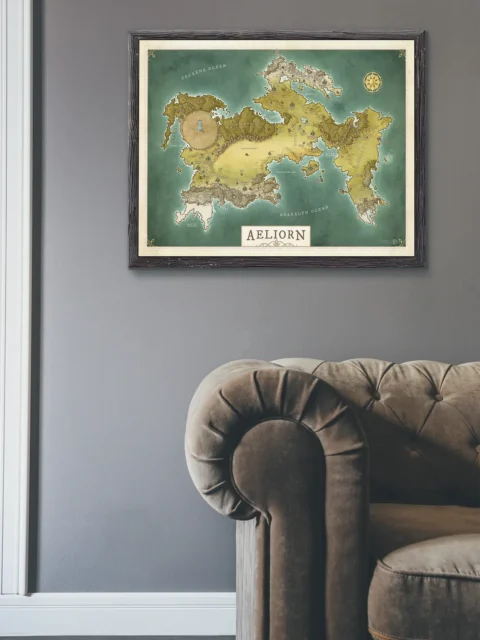 Fantasy world map of Aeliorn illustrated by Daniels Maps