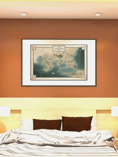 Aenarath Known Reaches Fantasy Map on canvas displayed on wall