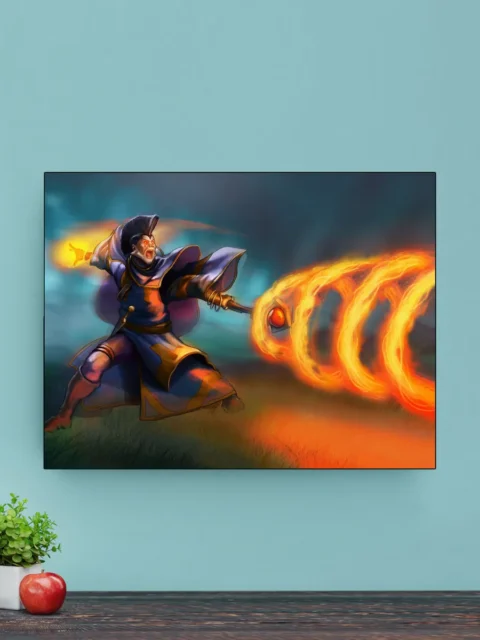 Spellcaster unleashing arcane fire magic