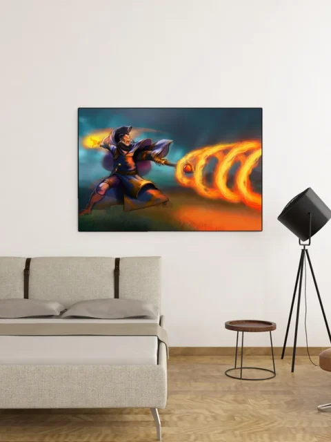 Fire spell spiral surrounding a battle mage