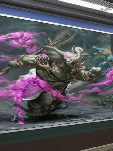 Aggressive warrior confronting phantom attackers