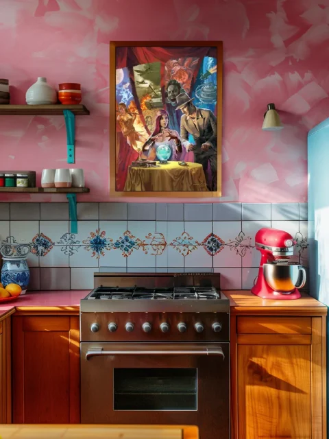 Adventure roleplaying illustration with bold genre-spanning imagery