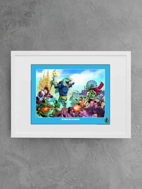 Underwater fantasy art with monsters and civilians