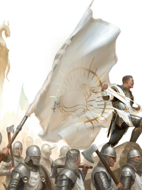 Banners of Wrath epic war illustration art showing a raised battle banner