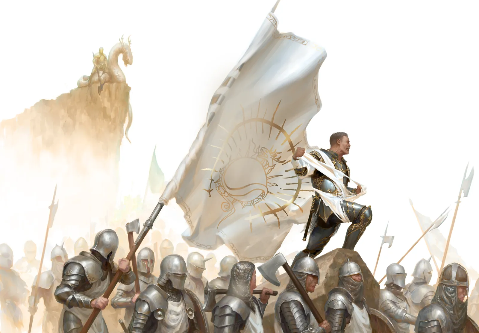 Banners of Wrath epic war illustration art showing a raised battle banner