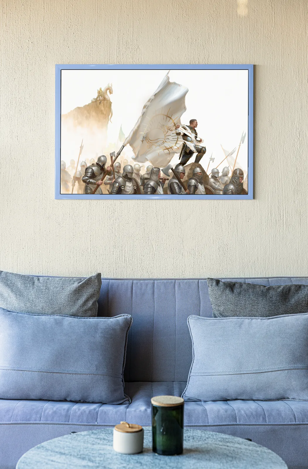 Banners of Wrath epic war illustration art with armored soldiers advancing