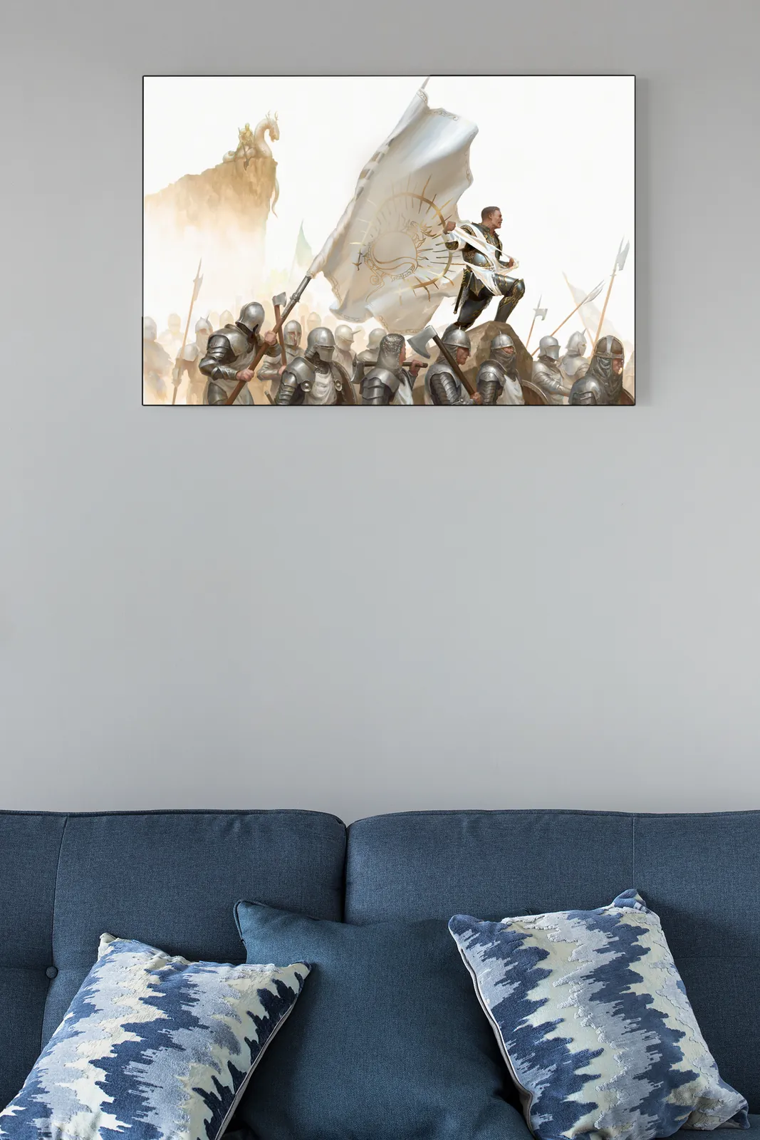 Epic fantasy battle illustration featuring a commanding leader