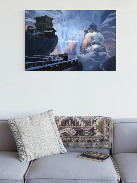 Cliffside stronghold connected by narrow bridges