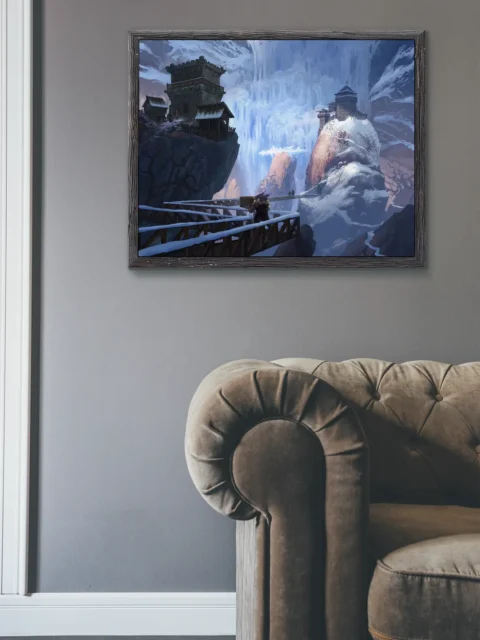 Frozen stronghold environment in harsh terrain