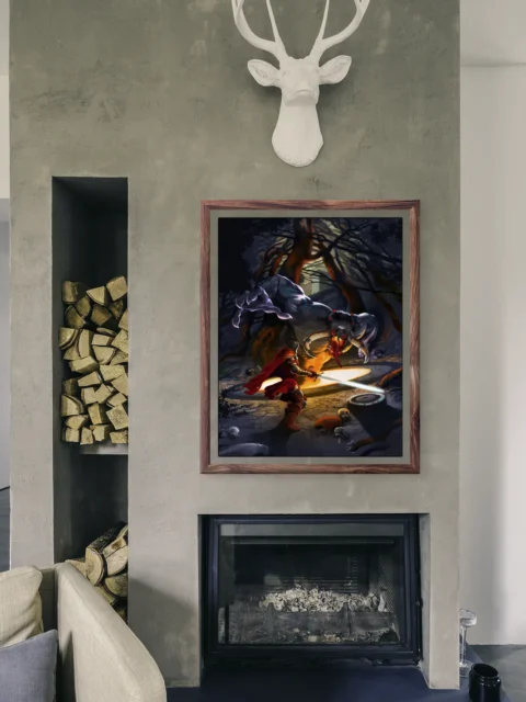 Epic fantasy illustration featuring ritual combat