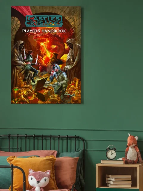 Castles and Crusades cover art showing dragon battle