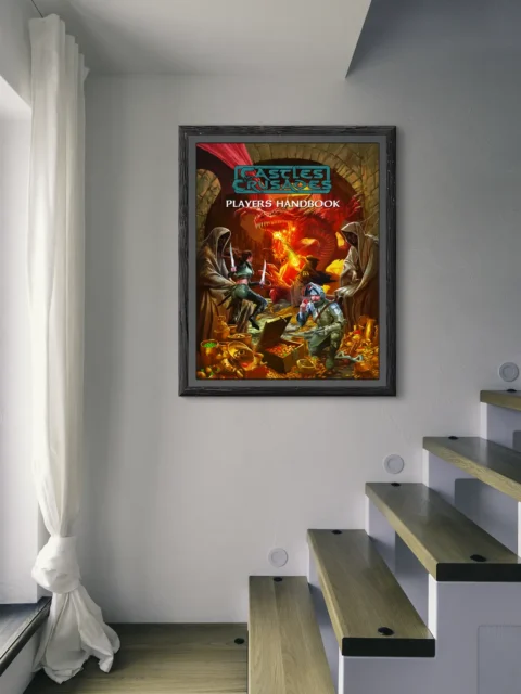 Tabletop roleplaying cover featuring red dragon and gold