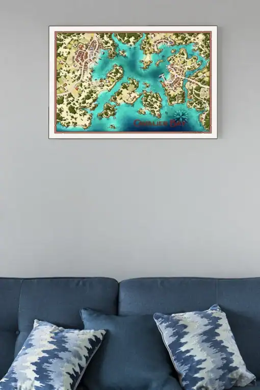 Cavalier Bay harbor town map illustrated coastal settlement