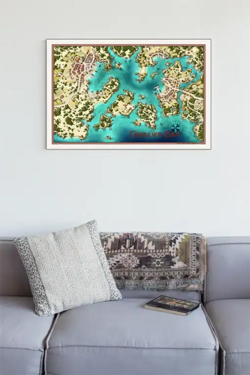 Cavalier Bay harbor town map illustrated coastal settlement