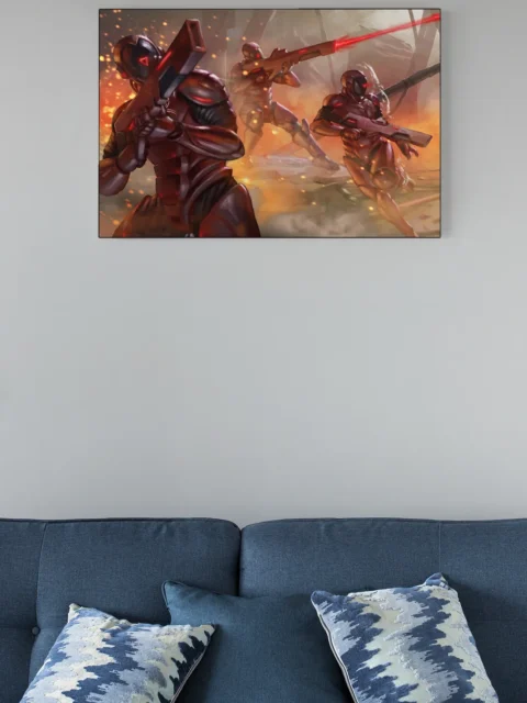 Sci-fi combat squad with glowing rifles