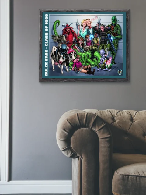 Retro sci-fi fantasy team artwork on canvas